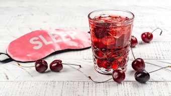 Trendy sleepy girl mocktail. Popular cherry drink for deep sleeping