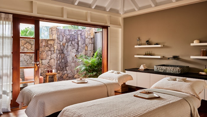 couple's treatment room at Sense Spa Rosewood Le Guanahani St. Barth