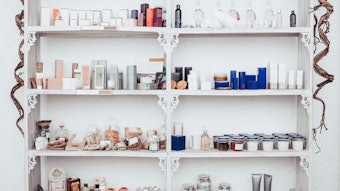 Spa retail shelves with products