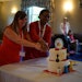 British Society of Perfumers' president Julie Dunkley (L) and vice president Denise McLaverty (R) cutting the anniversary cake at the ODS.