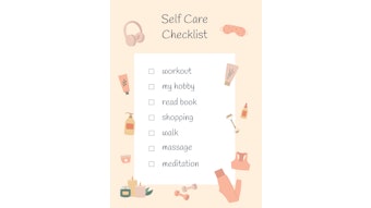 Self care checklist. Healthy habits for wellbeing. Body positive, mental health, self care, love yourself concept