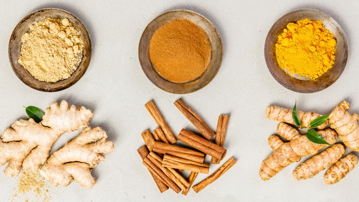 Ginger, turmeric and cinnamon