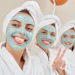 Girls with cosmetic masks taking selfie.
