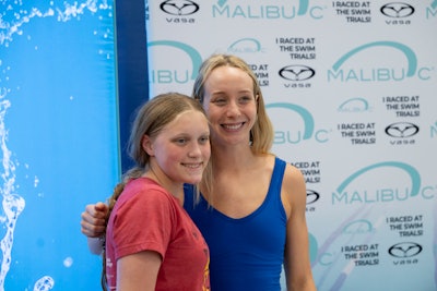 Malibu C partnered with several professional swimmers, including medalists Paige Madden and Kieran Smith, who made appearances in the Malibu C booth during the Swim Trials for photo and meet-and-greet opportunities.