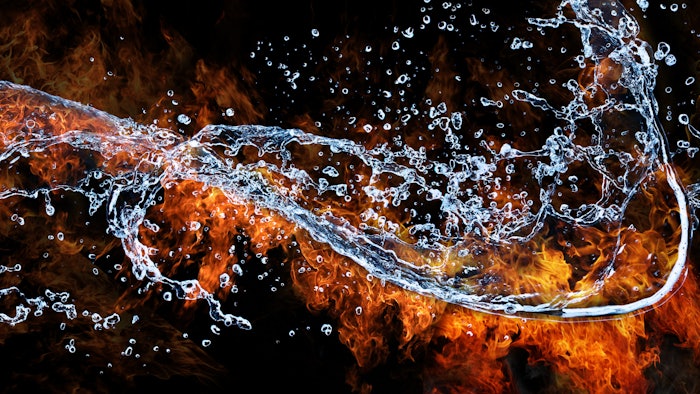 Water and fire connection, representation of elements.