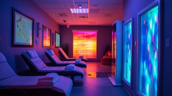 A stateoftheart sound and light therapy room using music and different colored lights to create a calming and restorative experience.