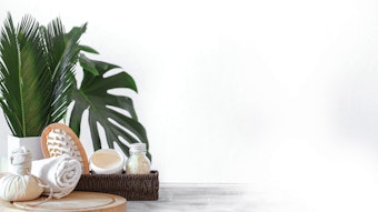 Tools next to plants in a spa