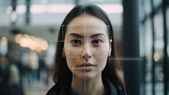 Woman with AI map on her face