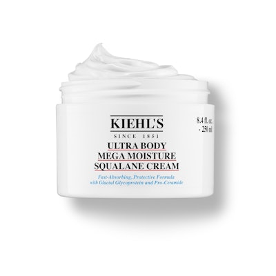 Kiehl's new lightweight Ultra Body Mega Moisture Squalane Cream for sensitive skin features squalane and ectoin to reinforce and strengthen the skin’s moisture barrier function.