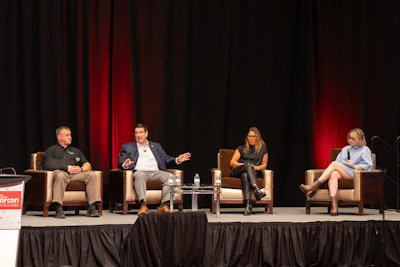 'Navigating Regulations & Rising Prices in Citrus Oils Panel' panel featuring (L to R) Kurt Nordman (Citromax), Richard C. Pisano Jr. (Citrus and Allied Essences Ltd.) and Pia Henzi (MTI Miritz Citrus Intercontinental LLC), moderated by Jenna Troyli.