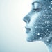 Abstract lines and dots form a skincare procedure diagram during a modern aesthetic treatment session. Generative AI