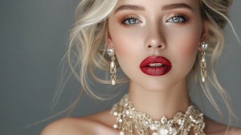 Woman with frosty eye makeup for the holidays