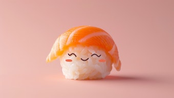 Salmon sushi with a smiling face