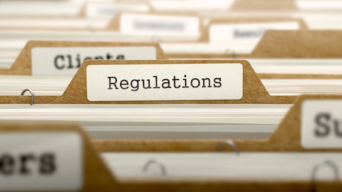 Regulation file in a file cabinet