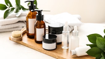 Products lined up in the spa