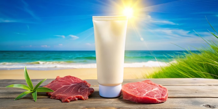 Beef Next to a cosmetic product