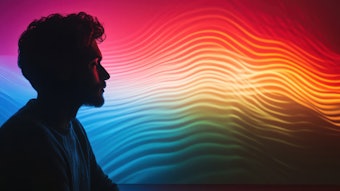 Licensed different frequencies of brain waves meditating emotional states in a rainbow background