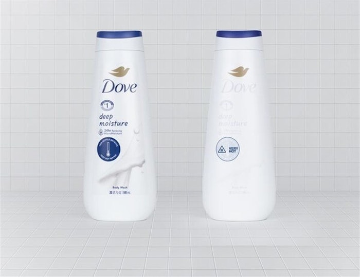Dove&rsquo;s new Shower Sensor Body Wash bottle changes color to warn when water is too hot, helping protect your skin's natural moisture.
