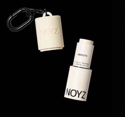 The Noyz Solid Fragrance Bag Charm works with any of the brand’s solid fragrances and can be personalized with Noyz stickers.
