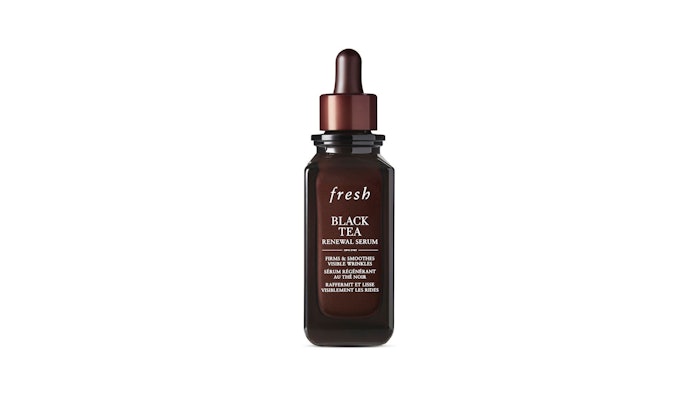 fresh's Black Tea Renewal Serum reduces visual signs of aging and strengthens the skin barrier.