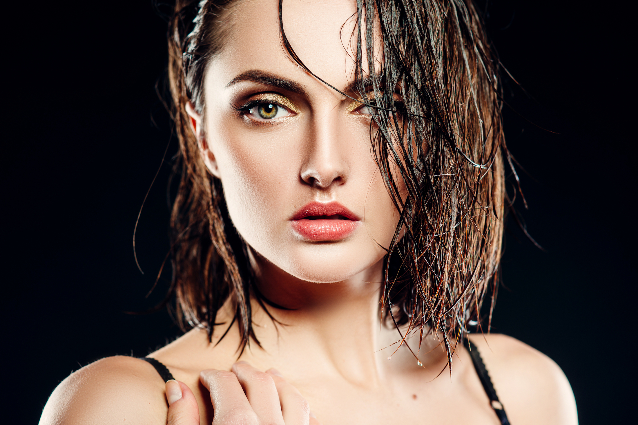 Beautiful Brunette With Damp Hair Adobe Stock 102758066
