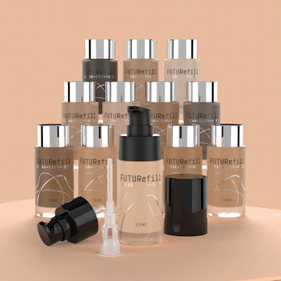 The Future.Fill connector system makes refill seamless, enabling rigid containers to pair with flexible refill pouches, per Berlin Packaging.