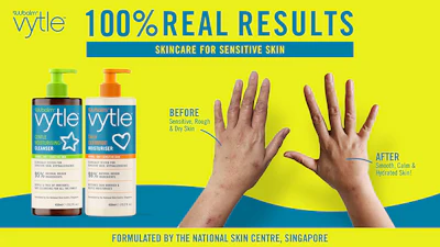 Vytle skincare before and after results showing improved skin texture and hydration with cleanser and moisturizer products