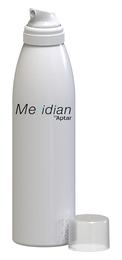 White Meridian by Aptar spray bottle with pump dispenser and removable cap