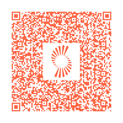 Red QR code with loading spinner in center