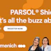 PARSOL Shield webcast promotion featuring four professionals with orange background and DSM Firmenich branding